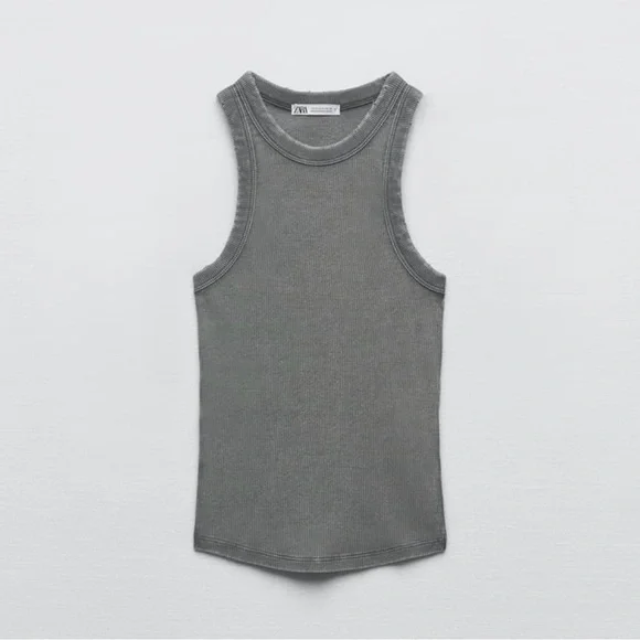 ZARA Washed Rib Tank Top - Picture 4 of 10